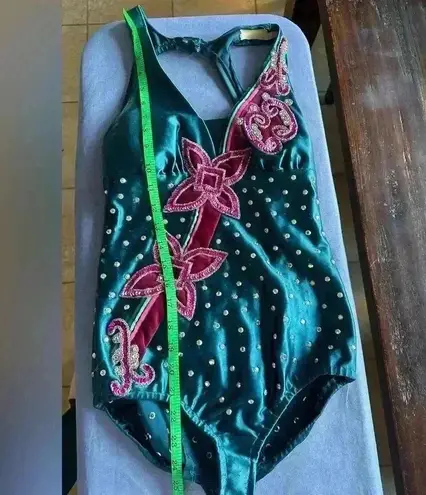 Vintage Jewled dance Leotard Blue Size XS