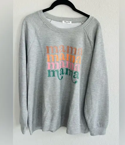 Blooming Jelly Gray Sweatshirt with Colorful 'Mama' Print Size XL