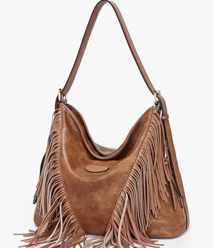 Oukupa Brown Faux Leather Western
Fringe Shoulder Bag