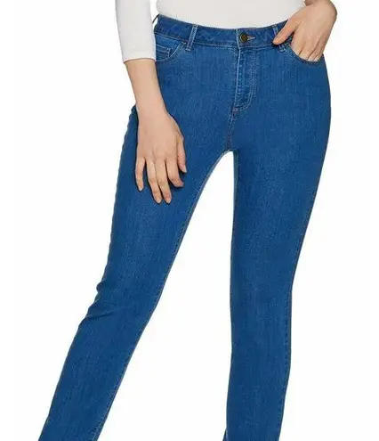 LOGO By Lori Goldstein Womens Straight Leg Jeans Blue Stretch Pockets Denim 10