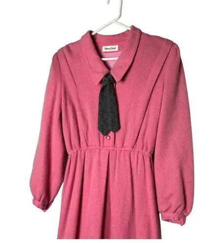 Vintage Retro 40's Pink Angora dress removable gray tie Merry Devil size Medium