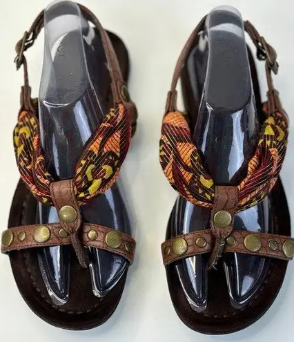 Libby Edelman Metallic Hankerchief Strap Thong Sandals 6.5 Crocodile Fla…