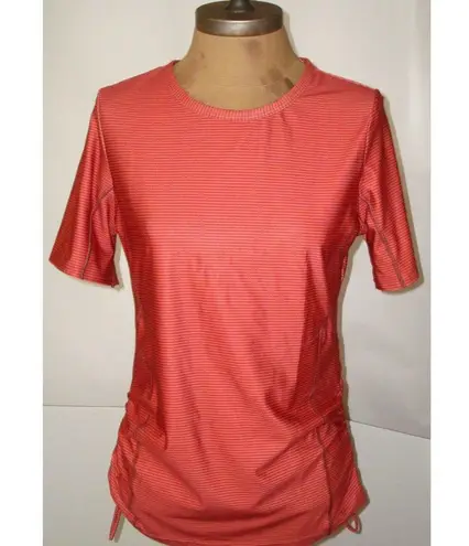 prAna New Womens S Catarina Swim Surf Top Sun UPF 50 Brown Orange Stripe Beach