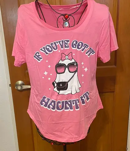 Just Be 👻👻👻3 for 12$👻👻👻 Pink Tee with Stylish Ghost Design-1X