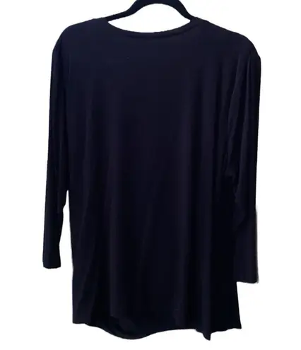 Grace Elements π€ Grace Jersey Knit 3/4 Sleeve Surplice Faux Wrap Top, Black, Plus-Size 2X