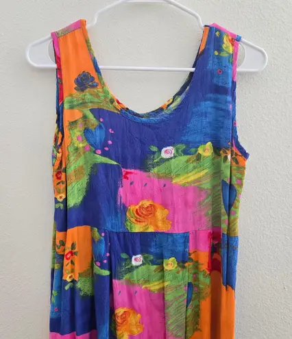Jams World Vintage 90s Maxi Sun Dress Classic Rave Mom Neon Hippie Boho Grunge