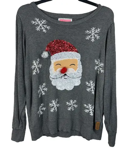 Tipsy Elves X-Large Santa Sweater Holiday Christmas Sequins Snowflakes Lined