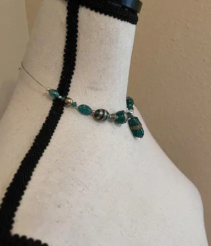 Women’s Bead Costume Necklace Beaded Blue / Green Glass Bronze Tone Choker