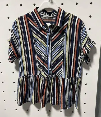 NWT Ces Femme Striped Multicolor Women's Top Size S Blue