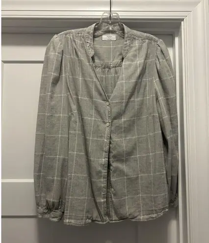 Untuckit Women’s Button Up Blouse Gray Plaid V