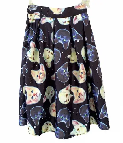 Unbranded cats in space retro full black skirt Size XS