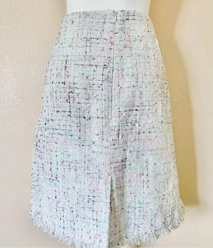Elle White Gray Pink Purple & Blue Textured Tweed Skirt.