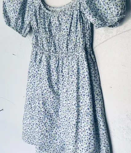 Elodie Blue and White Puff Sleeve Sundress