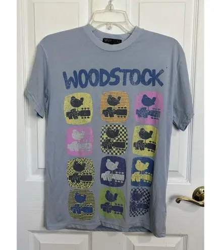 Vinyl Icons Woodstock Graphic Tee Size Small Short Sleeve Concert Tee Blue