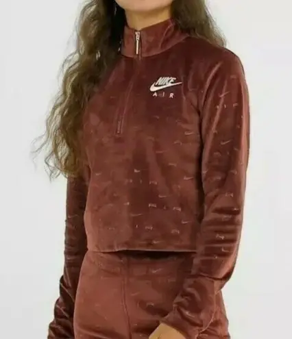 Nike  Air Velour Quarter Zip Long Sleeve Brown