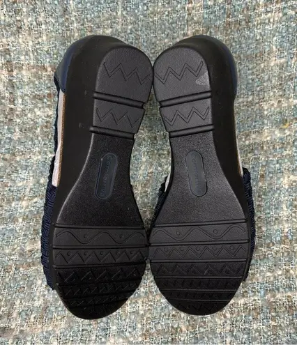 Comfortiva Alesha Stretch Woven Wedge Heeled Sandal in Navy (Wide) Size undefined