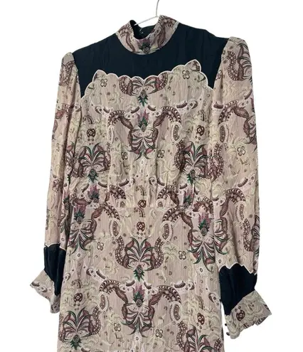 Saloni Isa Scallop Dress In Quartz Bazaar Print Size 6