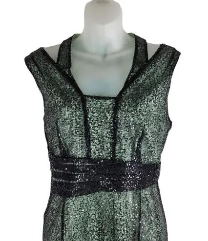 Reiss NEW Tali Sparkle Wrap Bodycon Dress Sequins Green SIze 8
