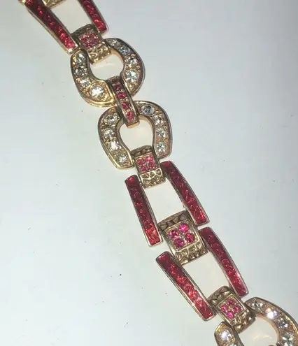 Camrose & Kross JBK Jackie Kennedy Equestrian Red Enamel CZ Rhinestone Bracelet