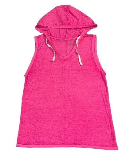 City Streets Womens Hoodie Pullover Sleeveless Vest Neon Pink Large