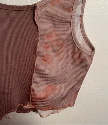 Cropped Ribbed Tank Top Mauve Pink Tie Dye Size XS