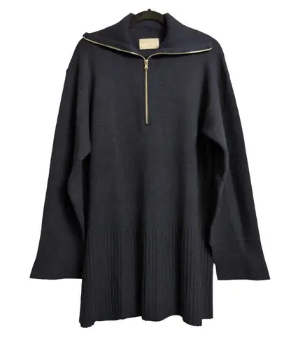 Modern Citizen Milly Zip Collar Navy Blue Sweater Dress Mini Split Sleeve L New