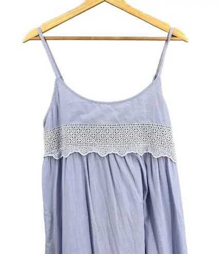 Rachel Ashwell Blue Babydoll Dress Midi Lace Ruffle Shabby Chic Cottagecore Sz L