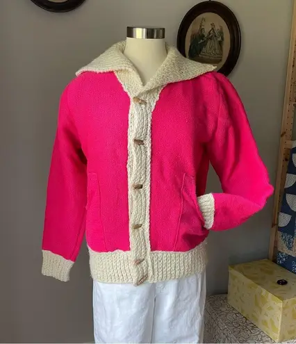 VINTAGE 1970s collared magenta sweater