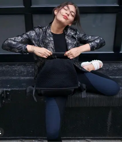 Koral Activewear Specter metallic camo-print vegan leather moto jacket small NWT