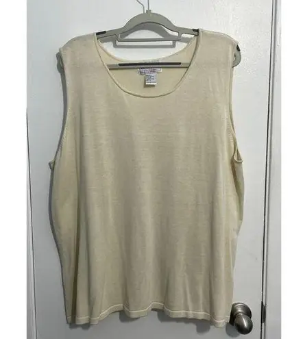 Victor Costa Silk Blend Sleeveless Sweater Blouse 3X Cream Minimalist Layering