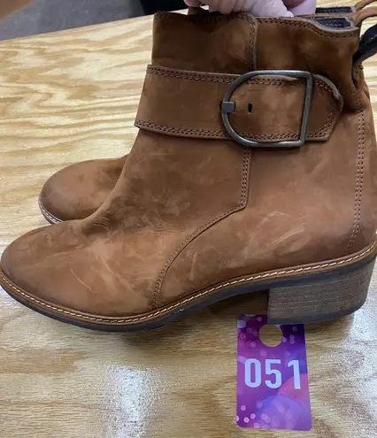 Paul Green Booties Women's 8 Brown Leather Cuban Heel Side Zip Ankle Boots