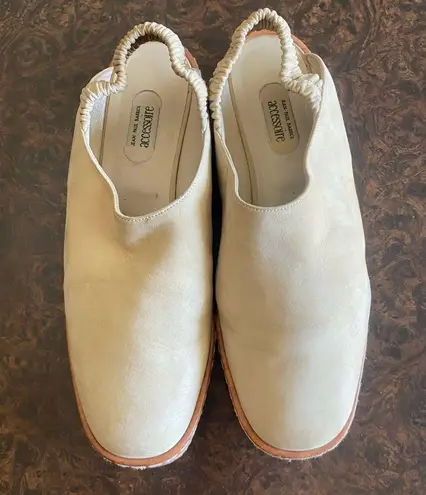 Jean Paul Barriol Suede Sling Back Loafers in Off White