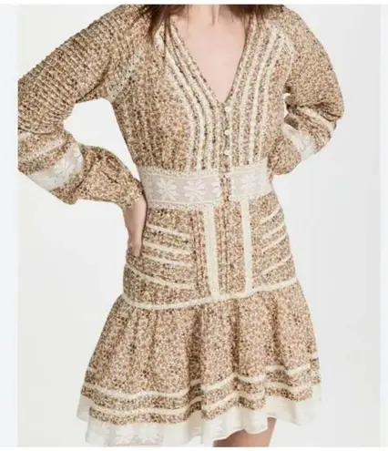 Veronica Beard Addilyn floral puff sleeve lace trim dress 6