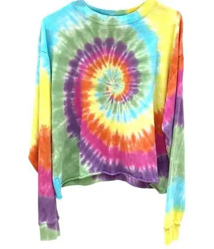 Daydreamer Womens medium cropped Long sleeve bright colorful tie dye tee t-shirt