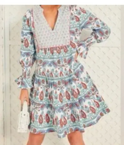 Tuckernuck Teal and Seagrass Block Print Kenzo Dress Coverup V