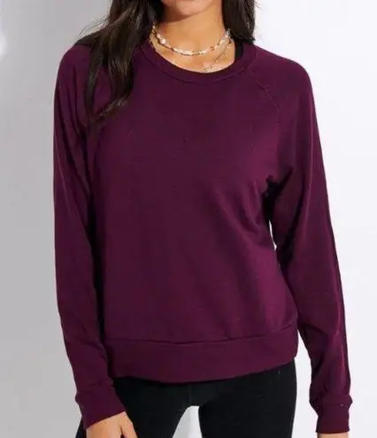 Beyond Yoga Raglan Crew Fleece Sweatshirt In Fig Heather