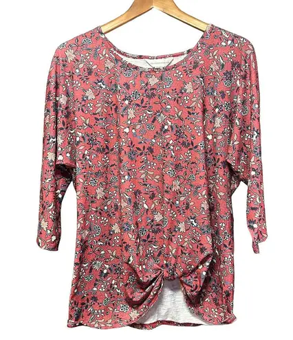 Christopher & Banks Women's Floral Top Size L Red Blue