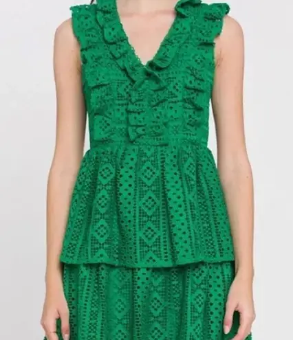 Endless Rose Lace Green tiered Midi Dress (M)