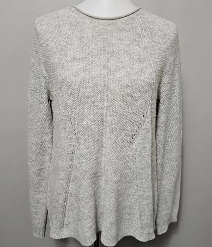 Coin 1804 Gray Split Back Leaf Print Shirttail Hem Sweater Size Medium