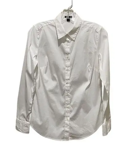 Ann Taylor  Collared Button Down Long Sleeve Top White Size 4 Business Casual