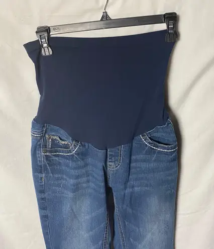 indigo. Blue Maternity Jeans Decorative Back Pockets Sm