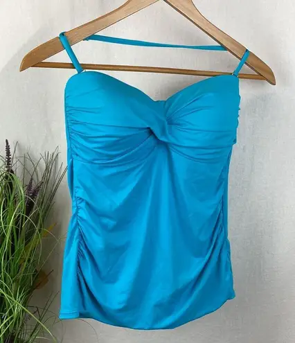 Anne cole  Blue Contour Tankini Halter Swim Suit Top L