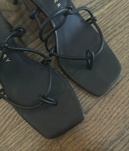 Katy Perry black irisia strappy wooden block wedge heel sandal Matte Black