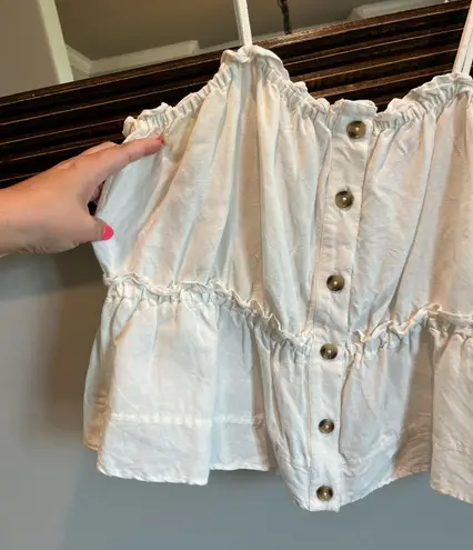 Pilcro Anthropologie White Buttondown Babydoll Tank Top XL