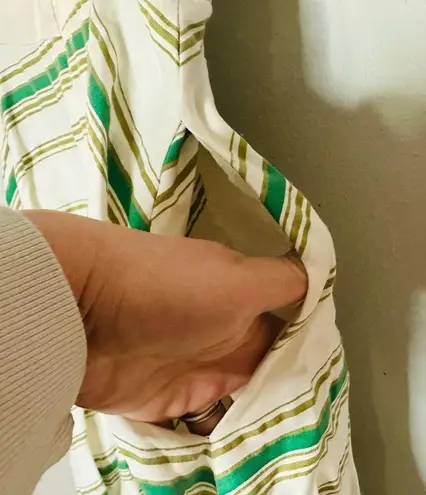 Hutch White Green Striped Marissa Full Skirt Sweetheart Neckline Dress Size 8