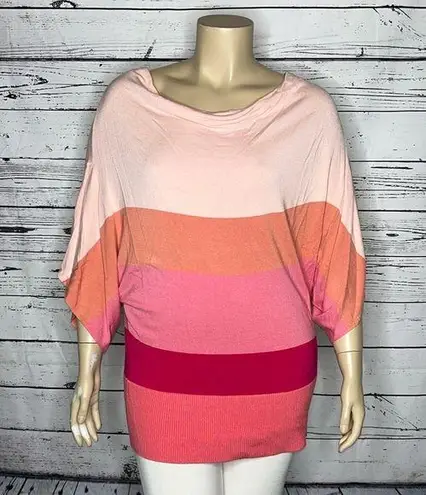 Lane Bryant  NWT Sz 22/24 Pink Colorblock Stripe Drape Cowl Neckline Sweater Top