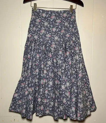 Gunne Sax Vtg 70s Jessica’s Gunnies  Skirt Blue Coquette Floral Midi Size 5 - Image 1