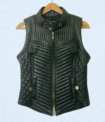 Guess by Marciano  Women’s Medium Quilted Natural Green Leather Biker Vest