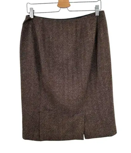 Ralph Lauren  Black Label Tweed Pencil Skirt in Brown Herringbone Size 10