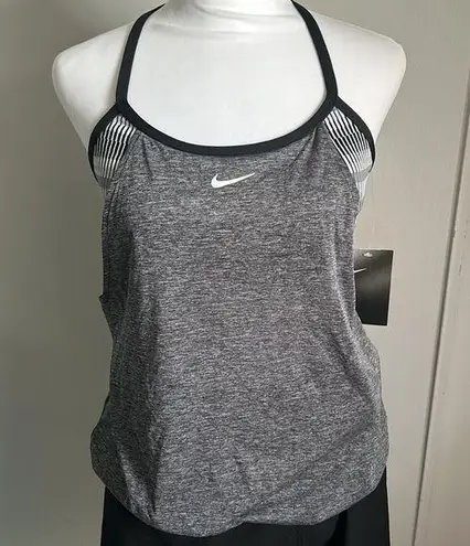 Nike New Women’s  Textured Striped Layered Tankini Swim Athletic Top